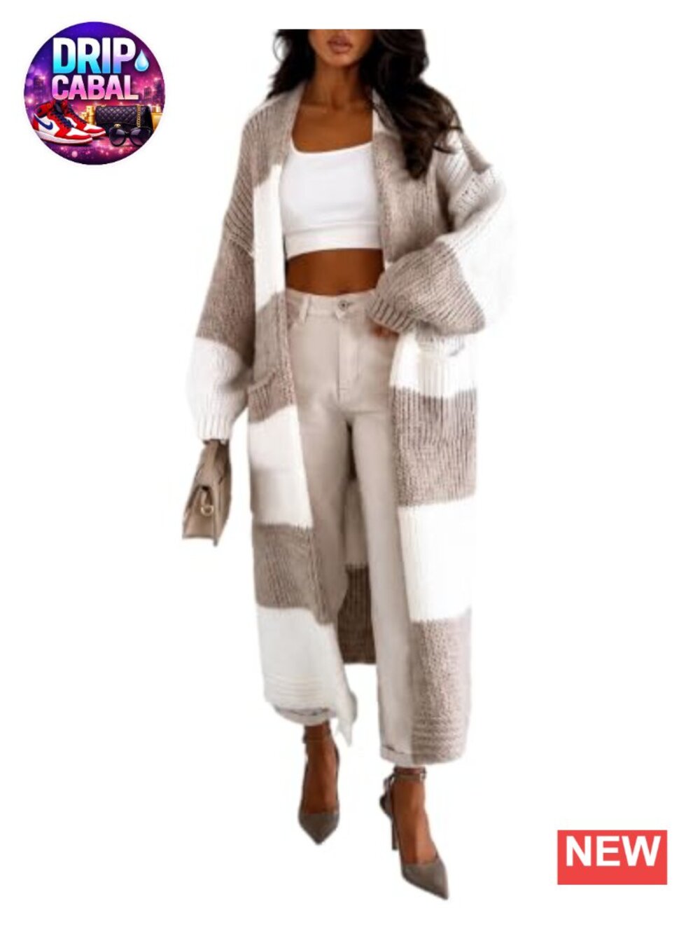 Oversized Open Front Long Cardigan Sweater with Pockets